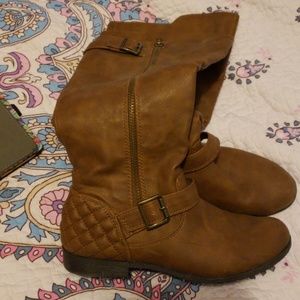 Material Girl Knee Length Boots Zipper